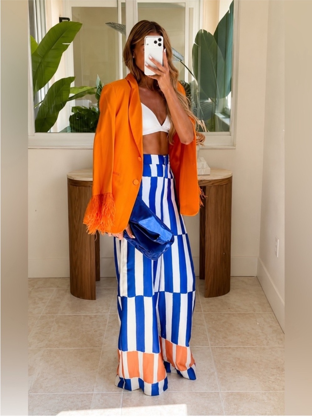 Zara striped wide leg pants
